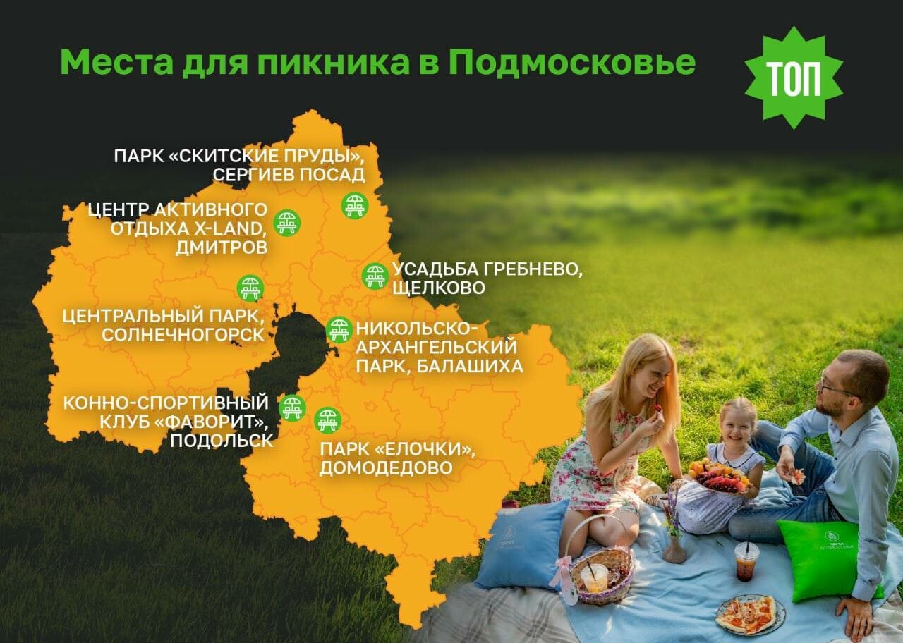 Карта мест для пикника в Подмосковье