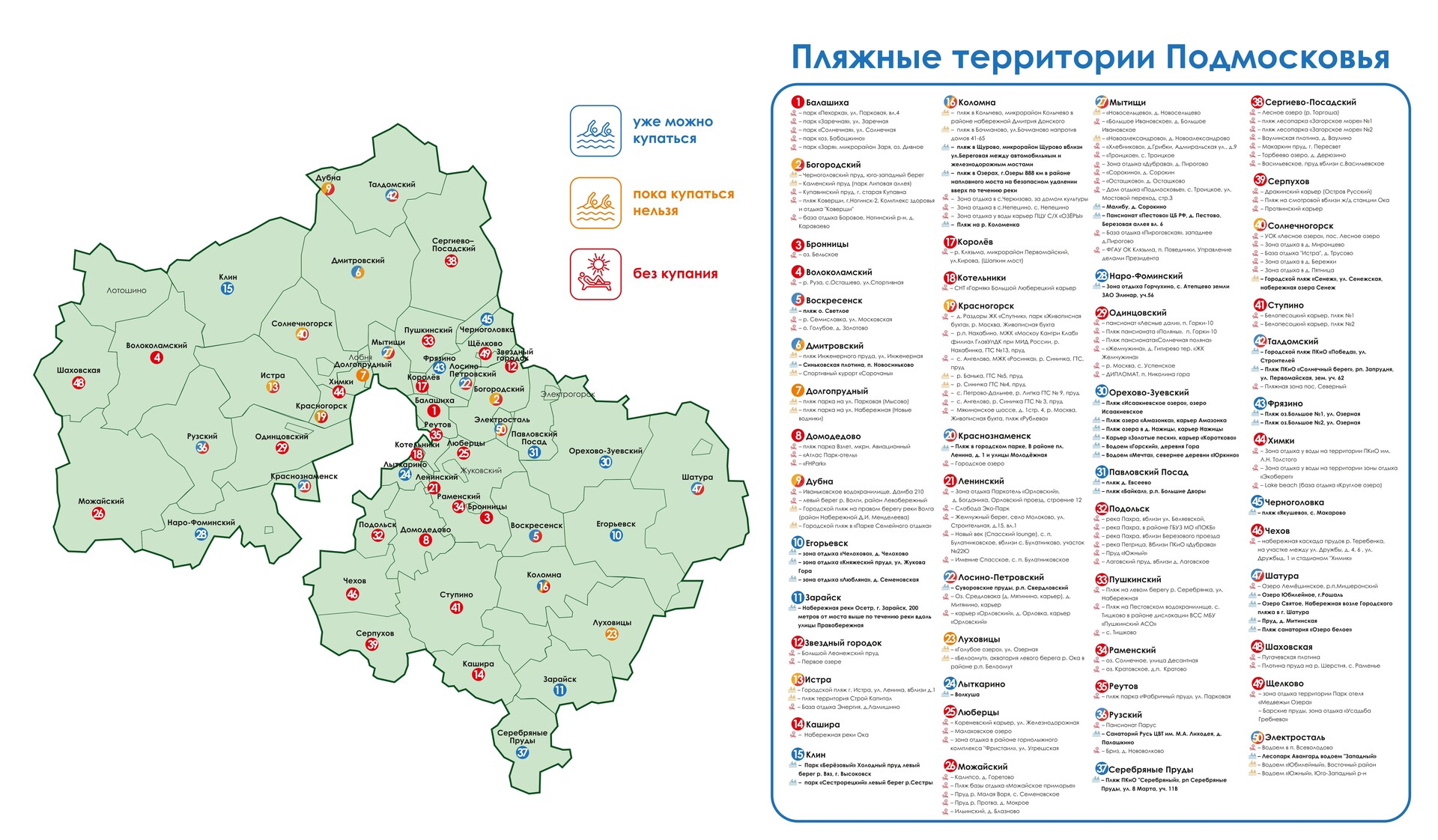 Карта пляжей Подмосковья: где отдохнуть у воды