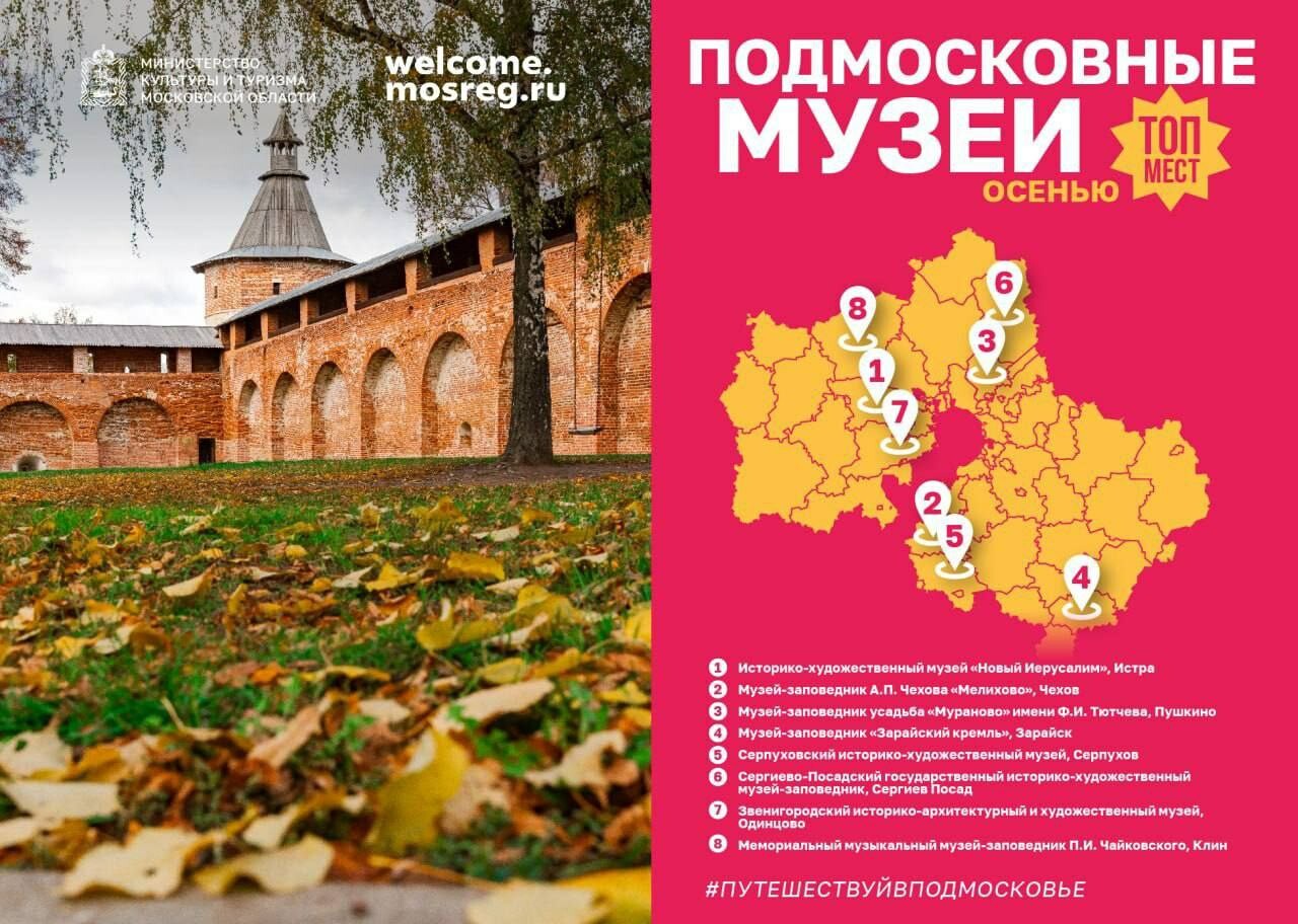 Карта музеев Подмосковья для посещения осенью