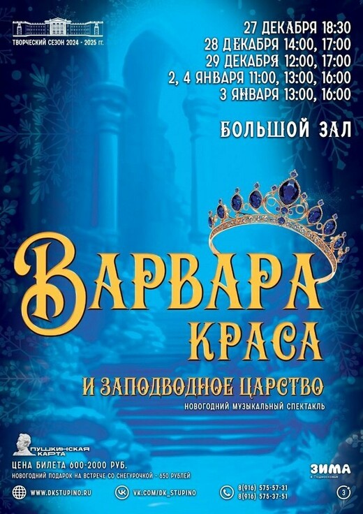 Новогодний спектакль «Варвара-краса и Заподводное царство»