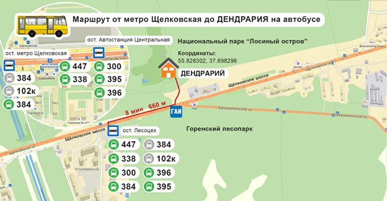 Схема проезда к Дендрарию