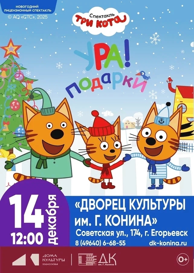 Новогоднее шоу «Три кота: Ура, подарки!»
