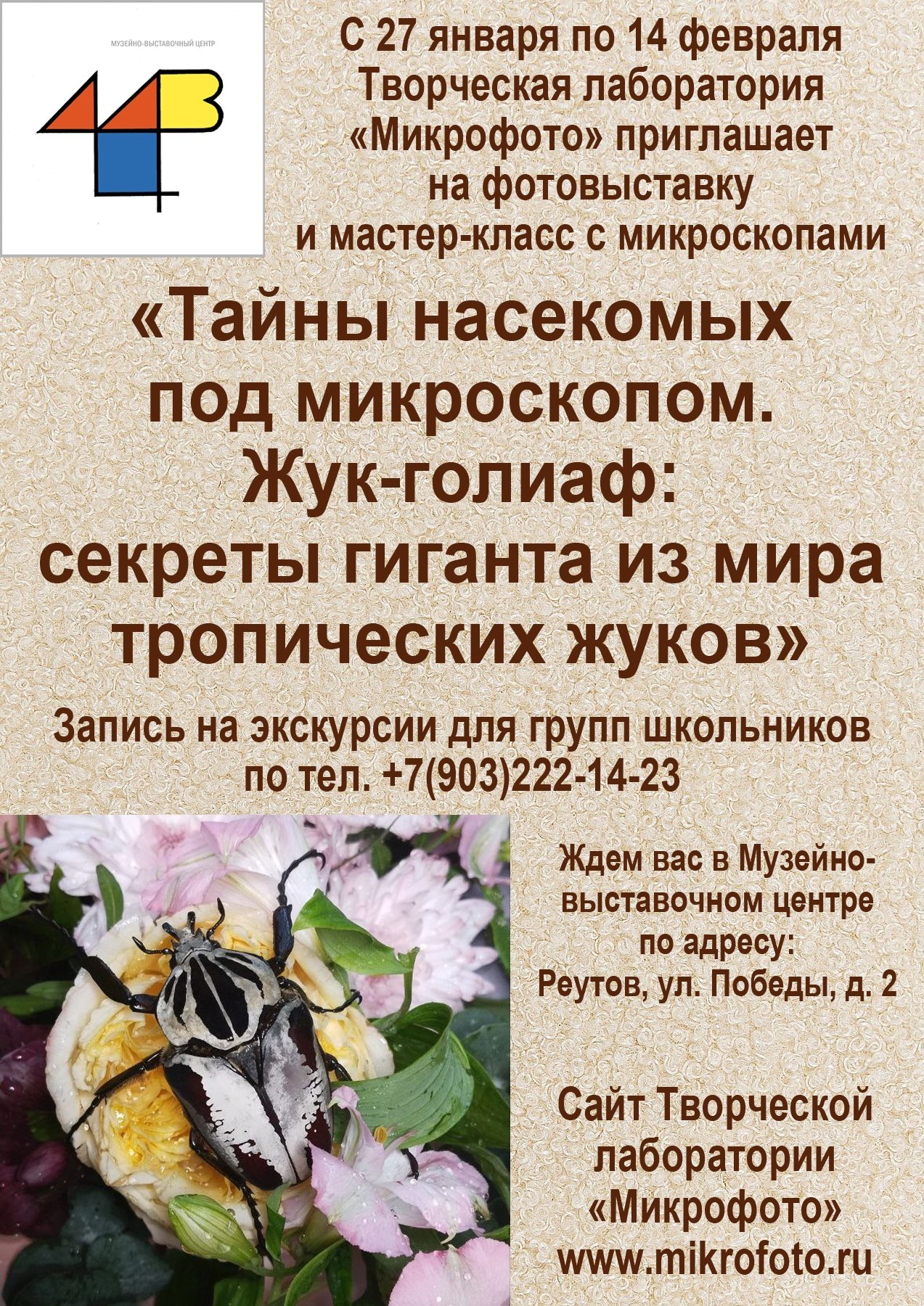 Экскурсия с мастер-классом «Тайны насекомых под микроскопом»