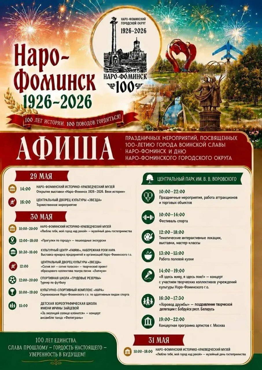 Праздничные мероприятия, посвященные 100-летию Наро-Фоминска